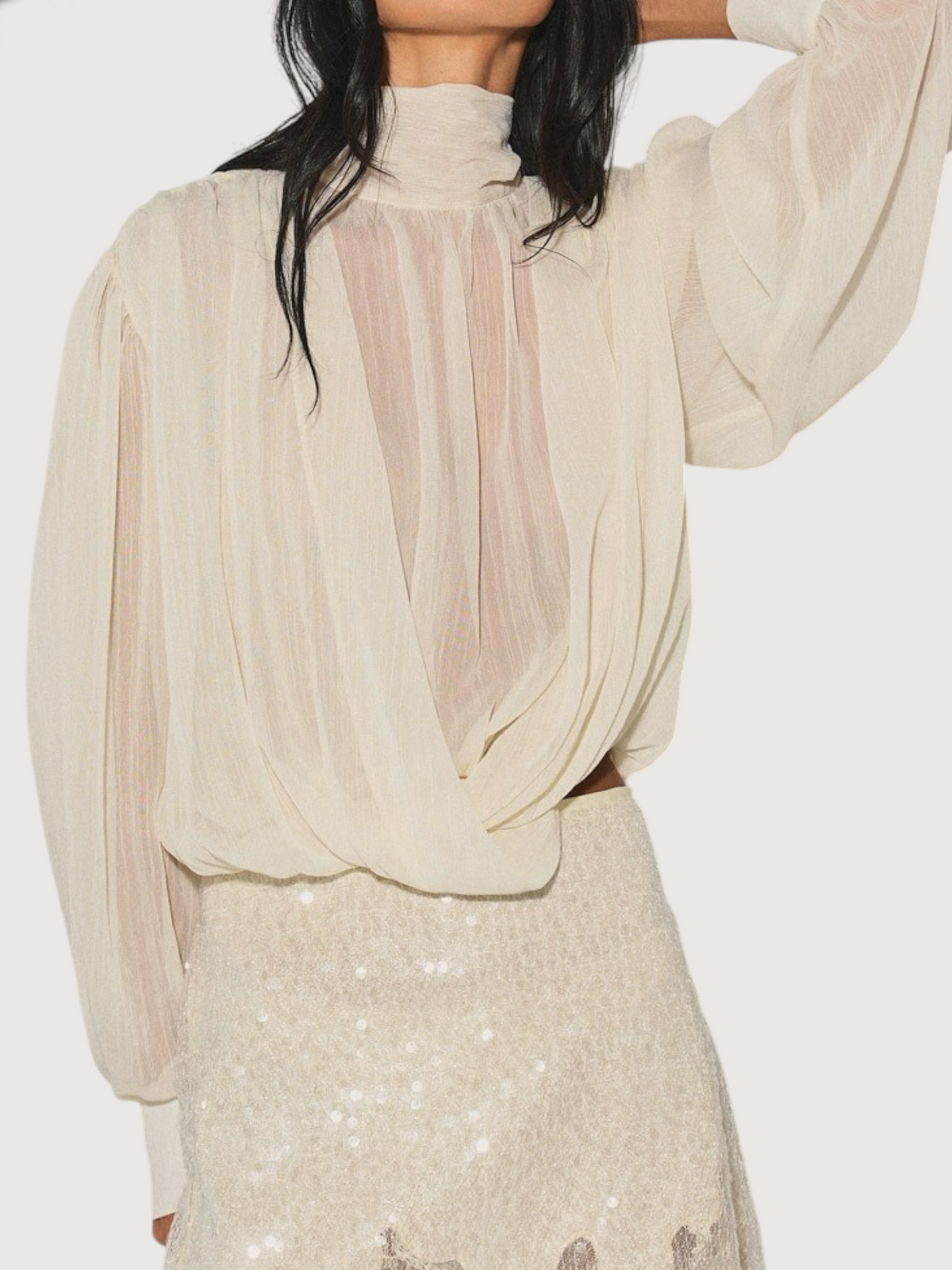 Sheer Draped Balloon Top