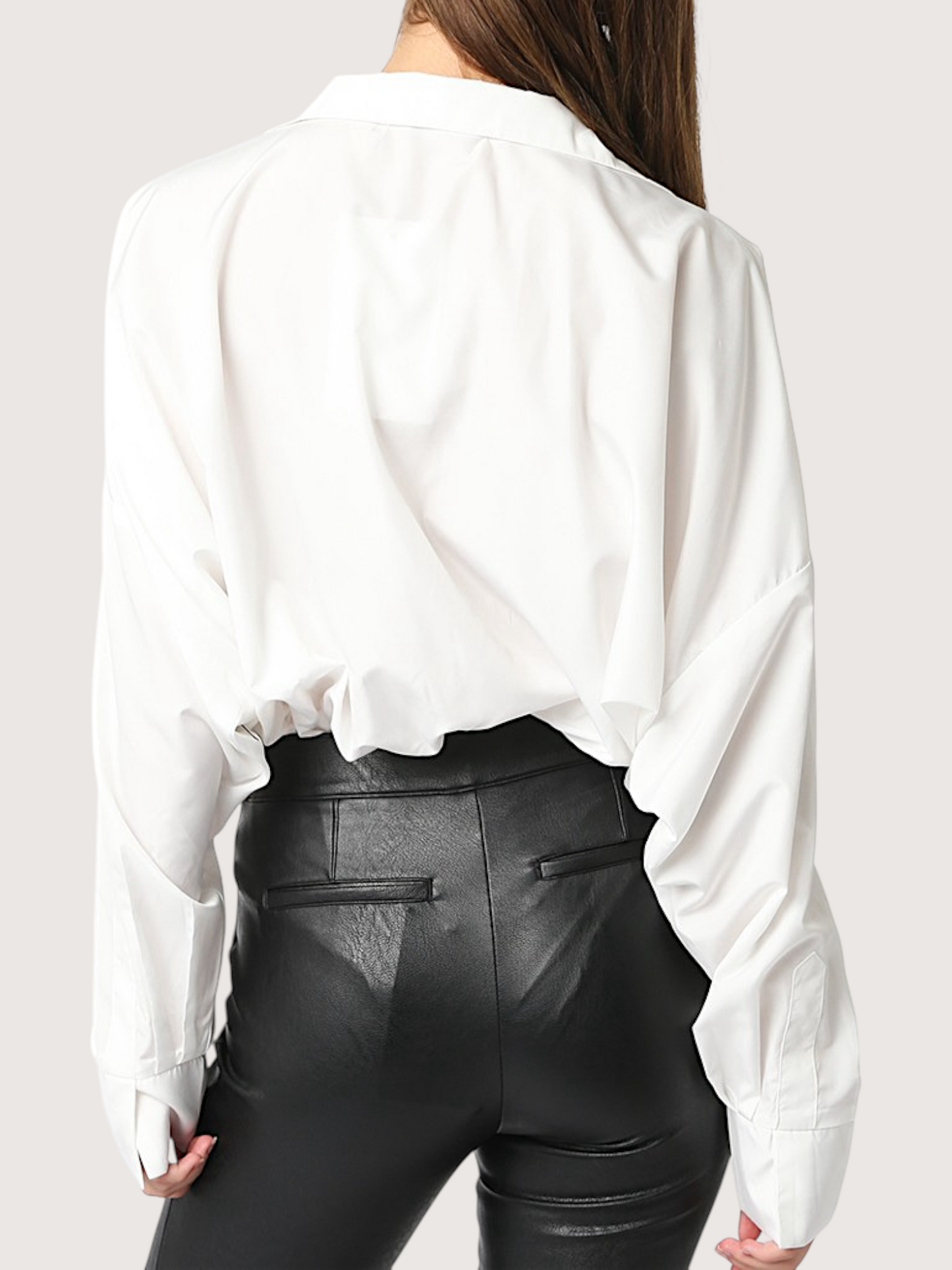 Deep V Collared Bodysuit | White