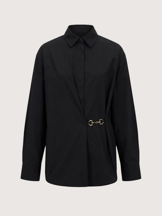 Horse Bit Poplin Blouse | Black