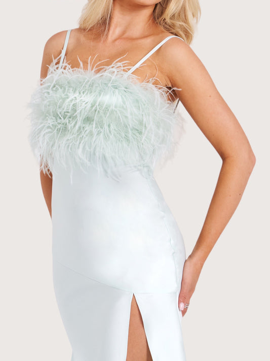 Feather Trim Slip Dress