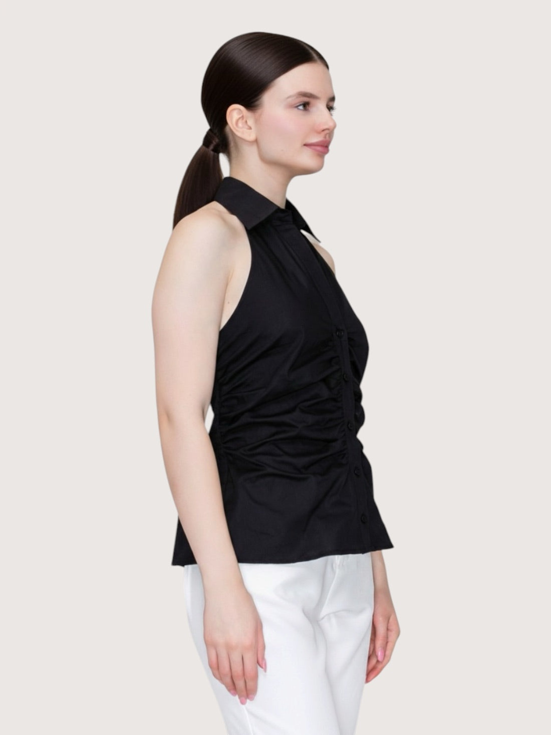 Open Back Halter Top | Black