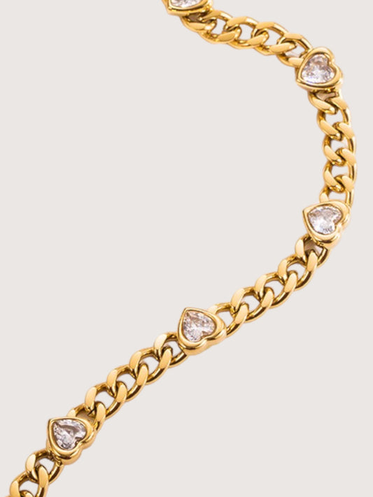 Rhinestone Heart Chain Necklace