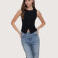 Lily Button Front Top | Black