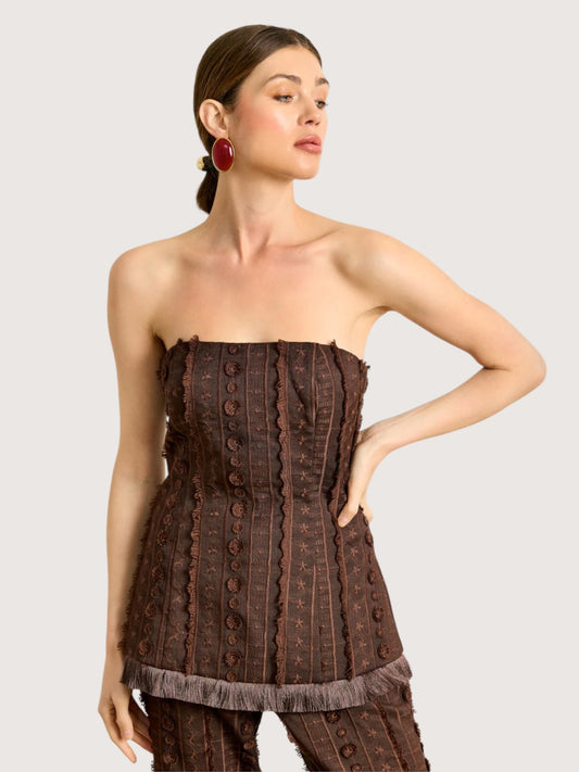 Panna Frayed Trim Top