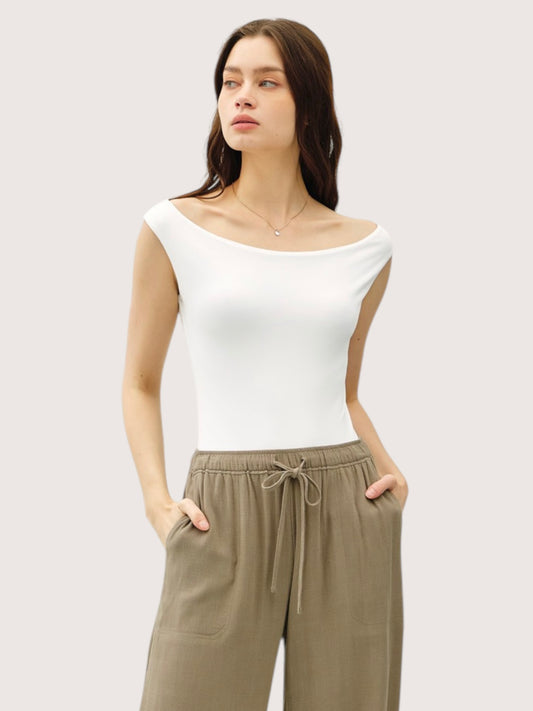 Boat Neck Bodysuit | White