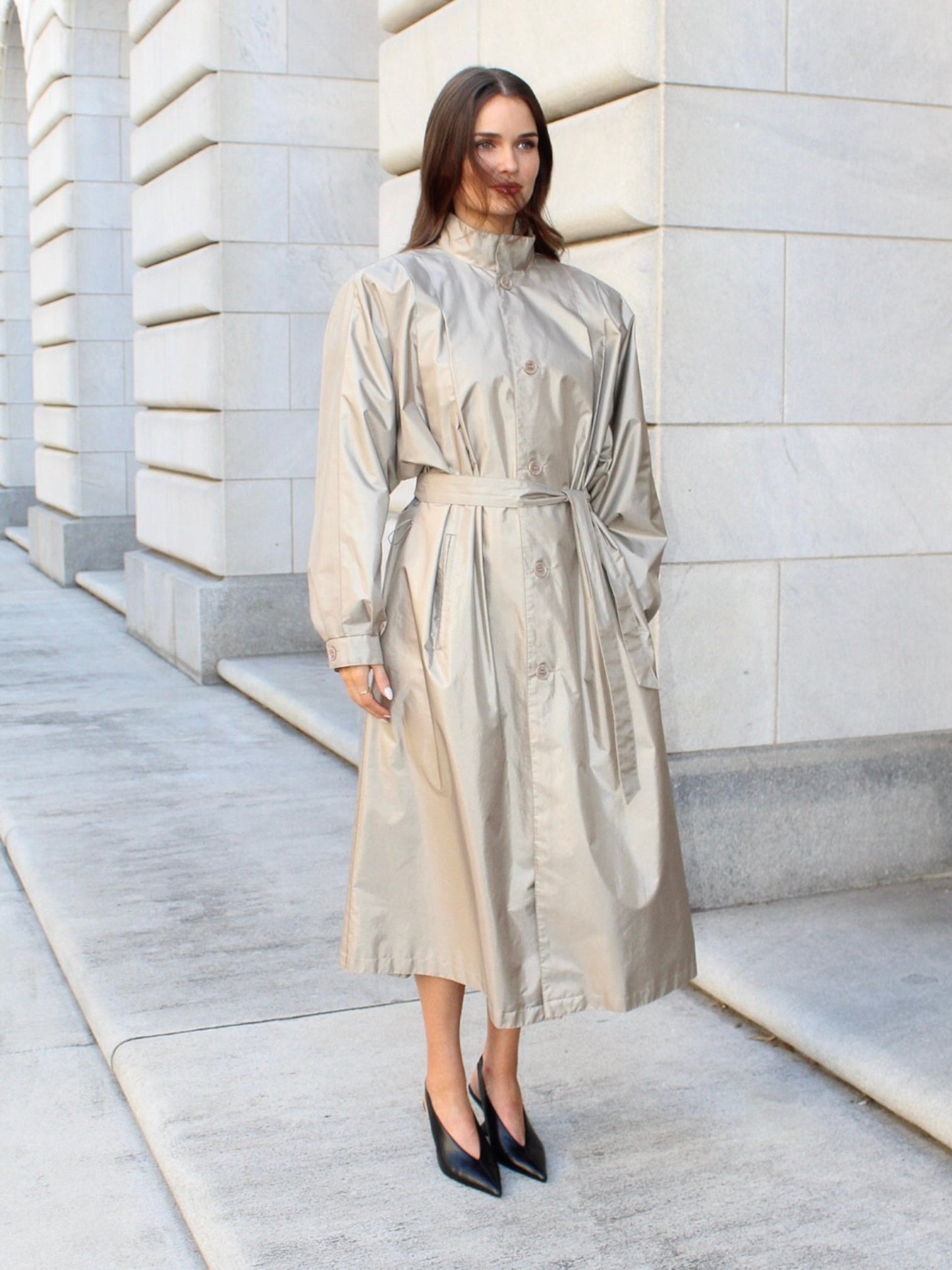 Beau Padded Shoulder Trench