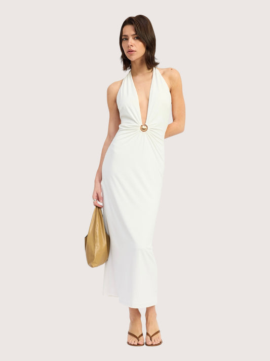 Plunging Neckline Halter Dress