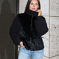 Knit Sleeve Fur Jacket