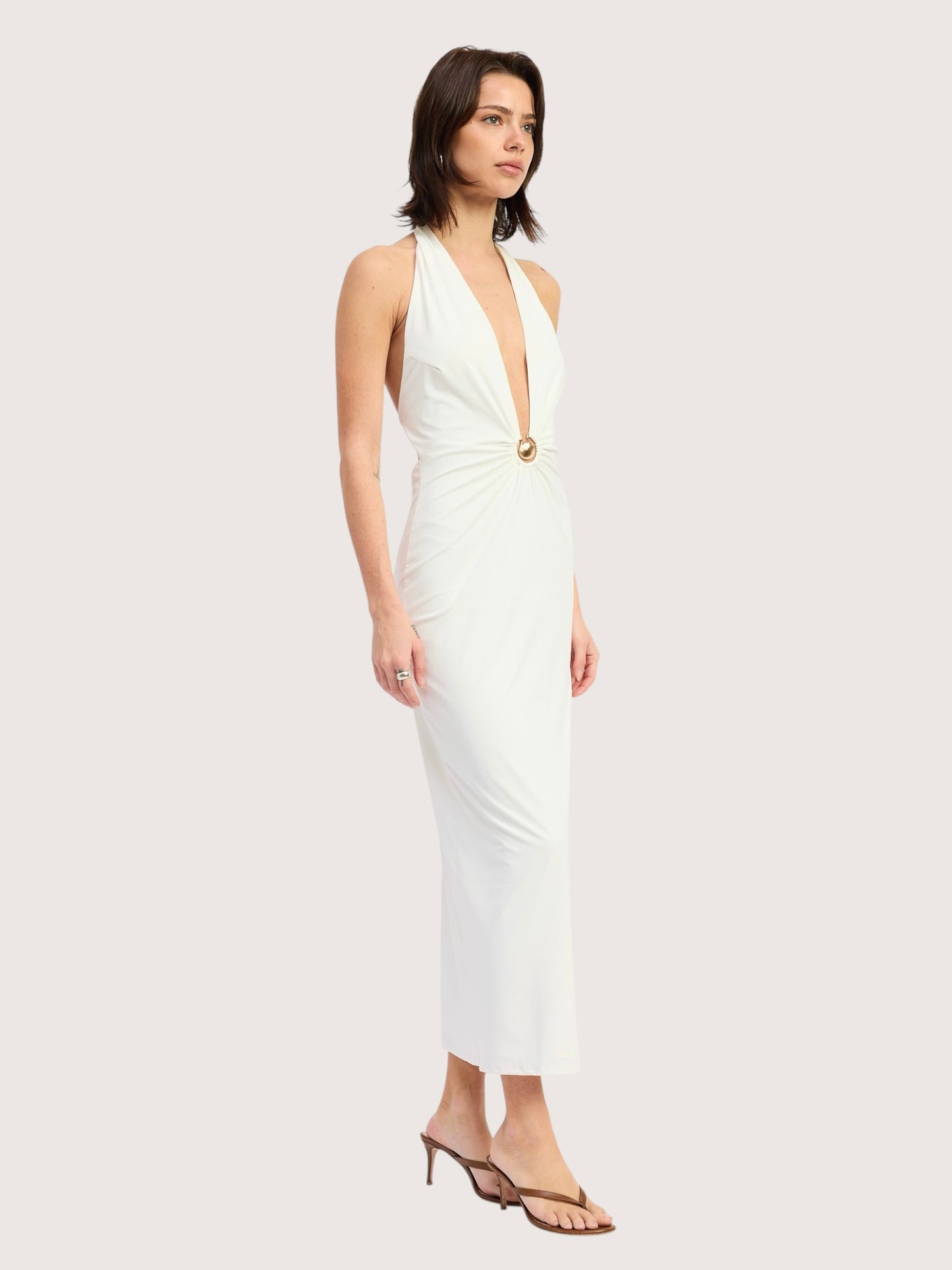 Plunging Neckline Halter Dress