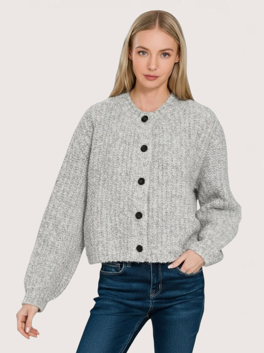 Taylor Chunky Knit Cardigan | Grey