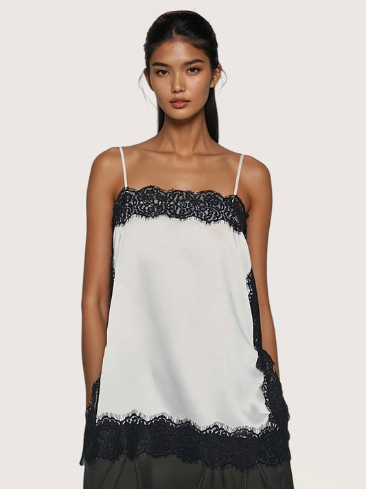 Lace Trim Satin Tunic