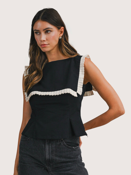 Pleated Collar Top