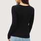 Rounded Neckline LS Top | Black