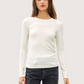 Rounded Neckline LS Top | White