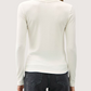 Rounded Neckline LS Top | White