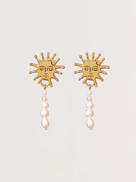 Pearl Sun Drop Earring