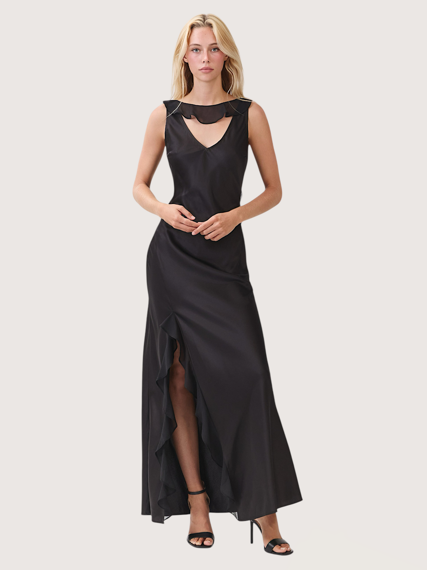 Ruffle Trim Maxi Dress