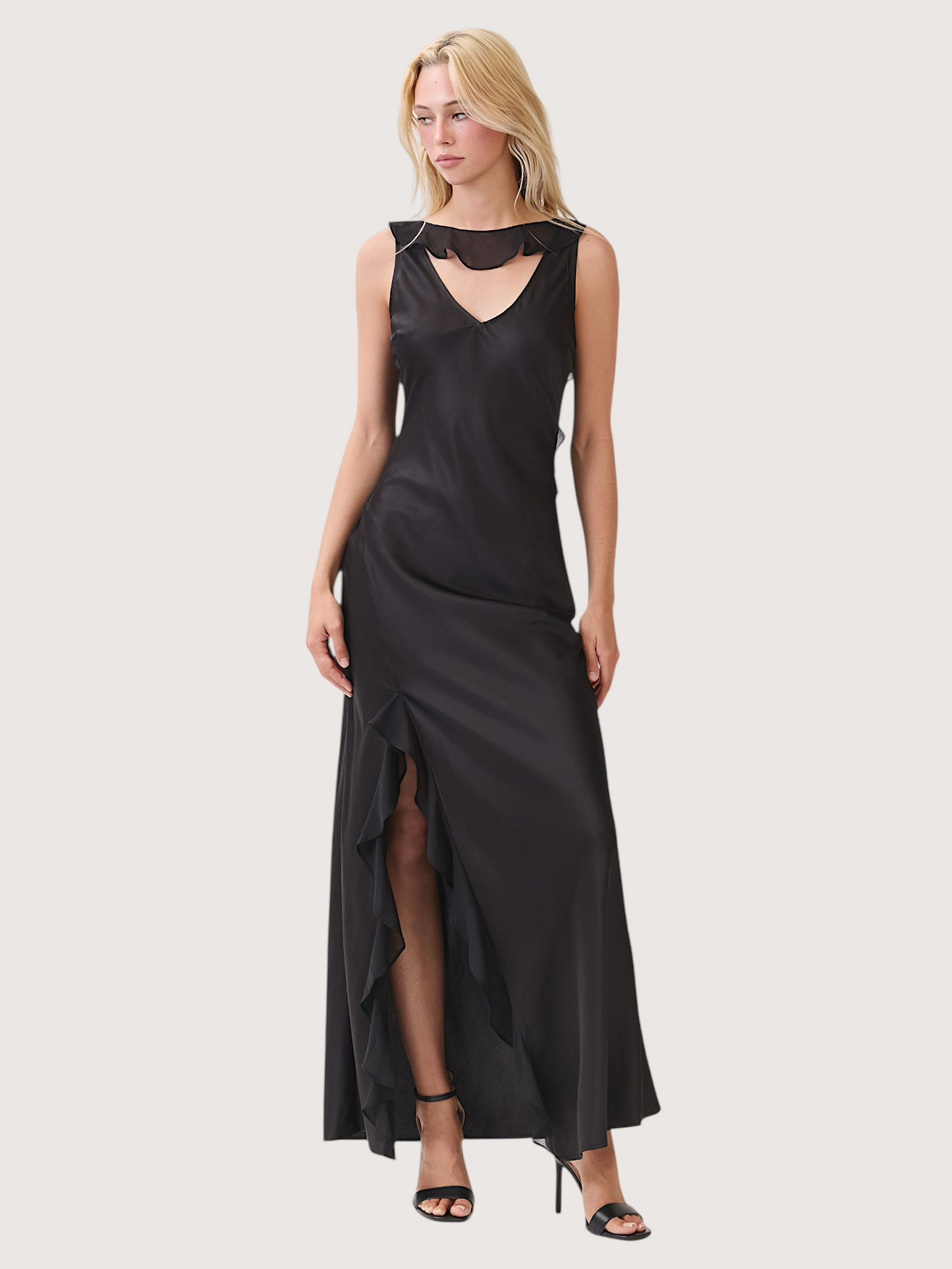 Ruffle Trim Maxi Dress