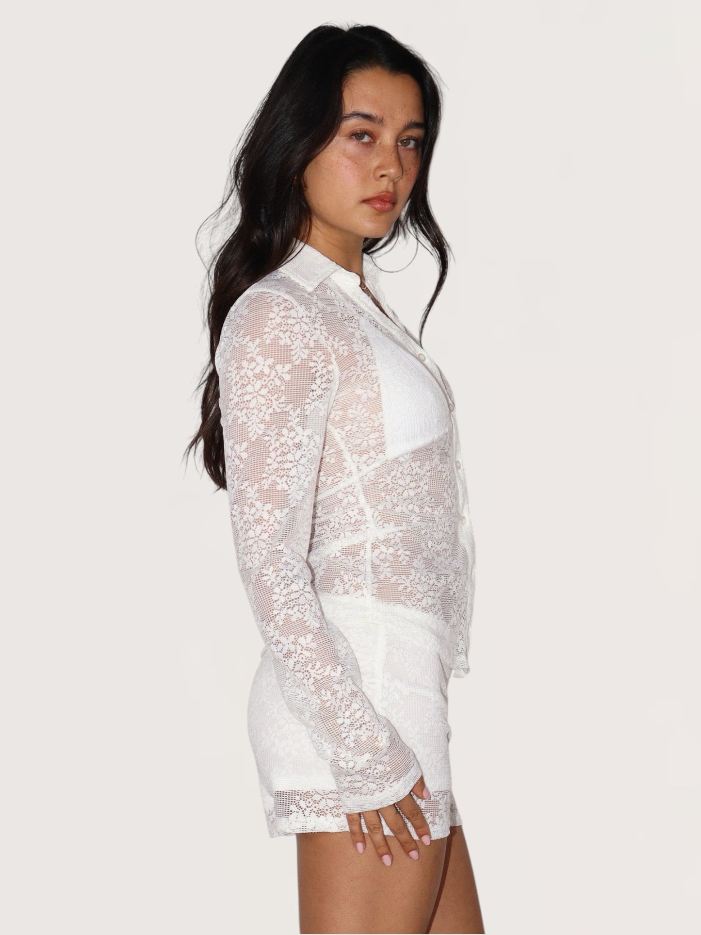 Lace Button Up Top