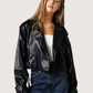 Cropped Leather Trench Coat