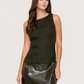 Contrast Leather Shift Dress