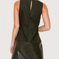 Contrast Leather Shift Dress