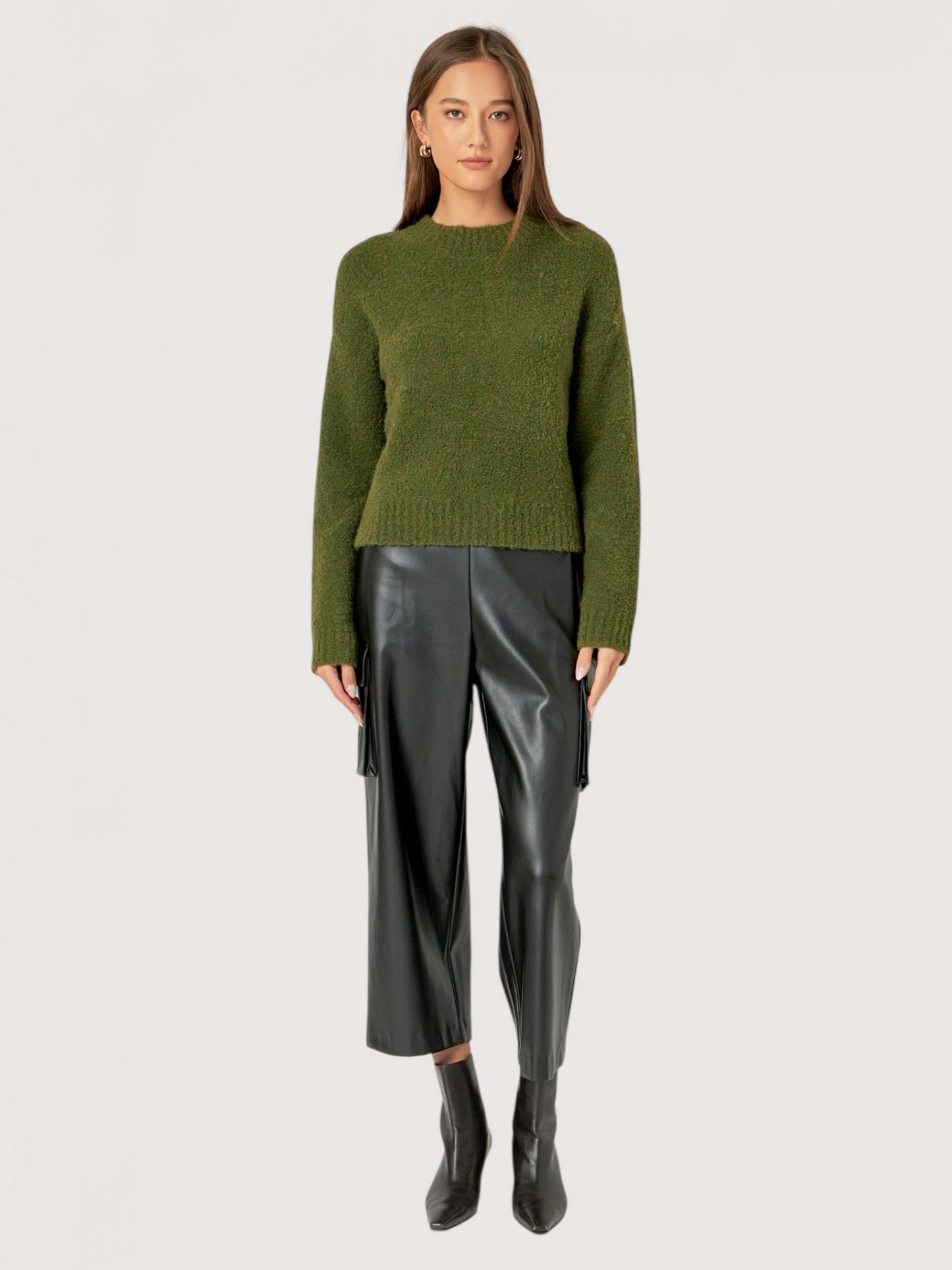 Rachel Fuzzy Knit Sweater | Olive