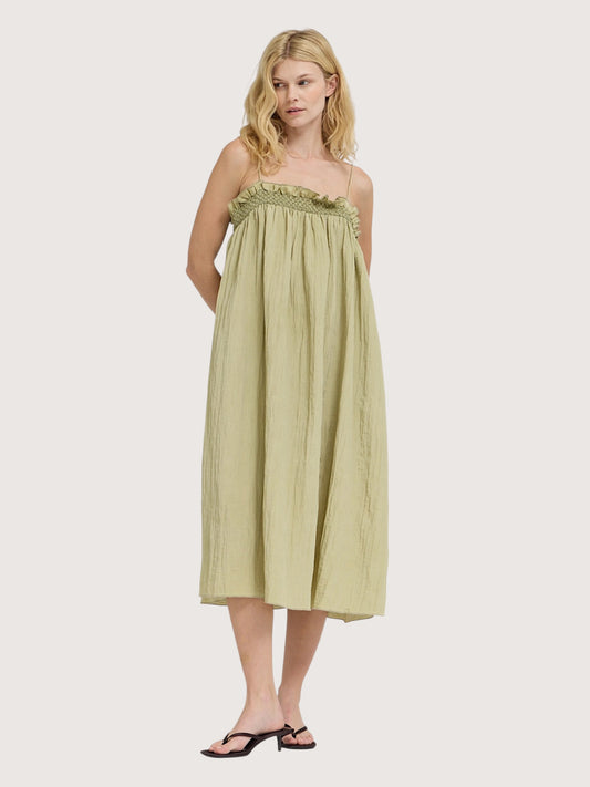 Crinkle Column Dress | Sage