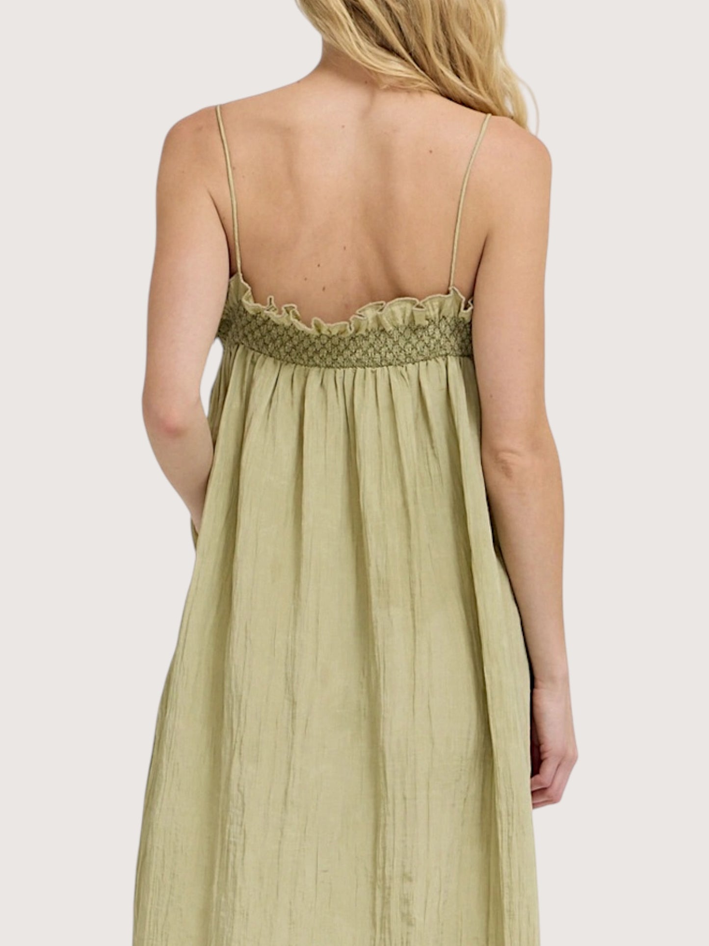 Crinkle Column Dress | Sage