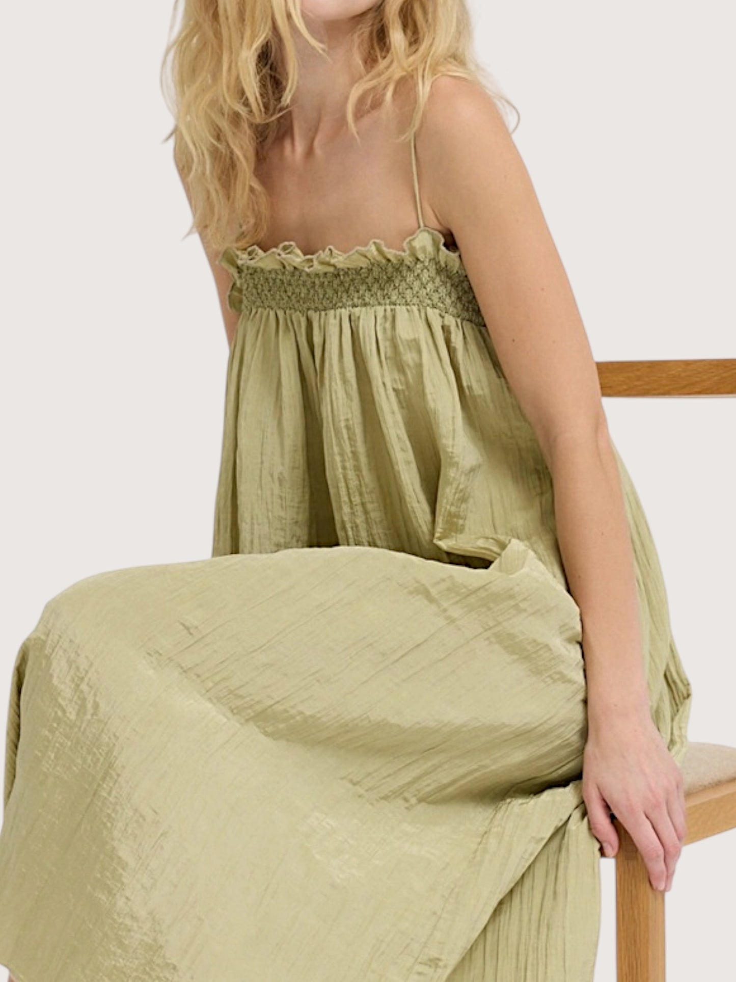 Crinkle Column Dress | Sage