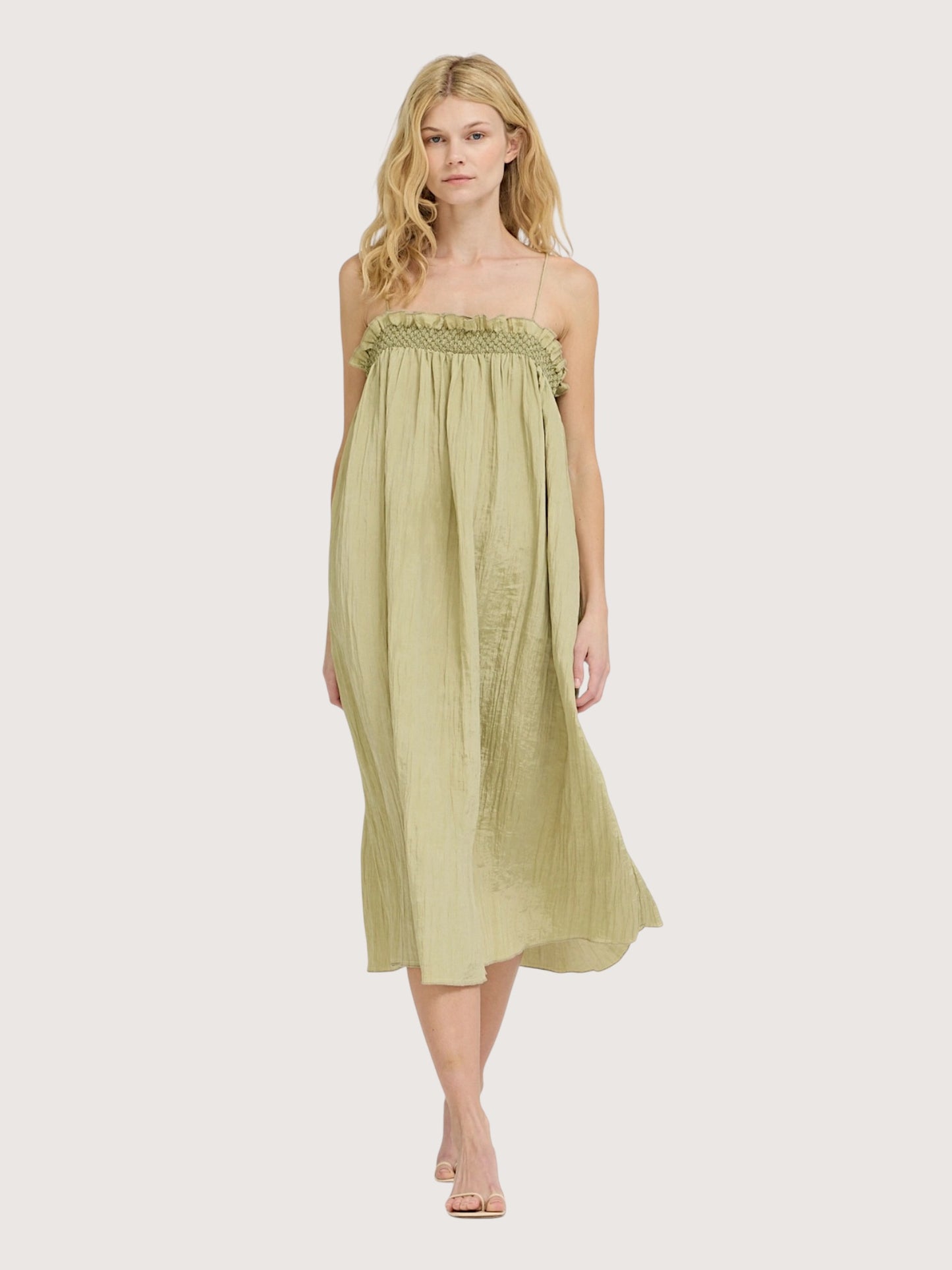 Crinkle Column Dress | Sage