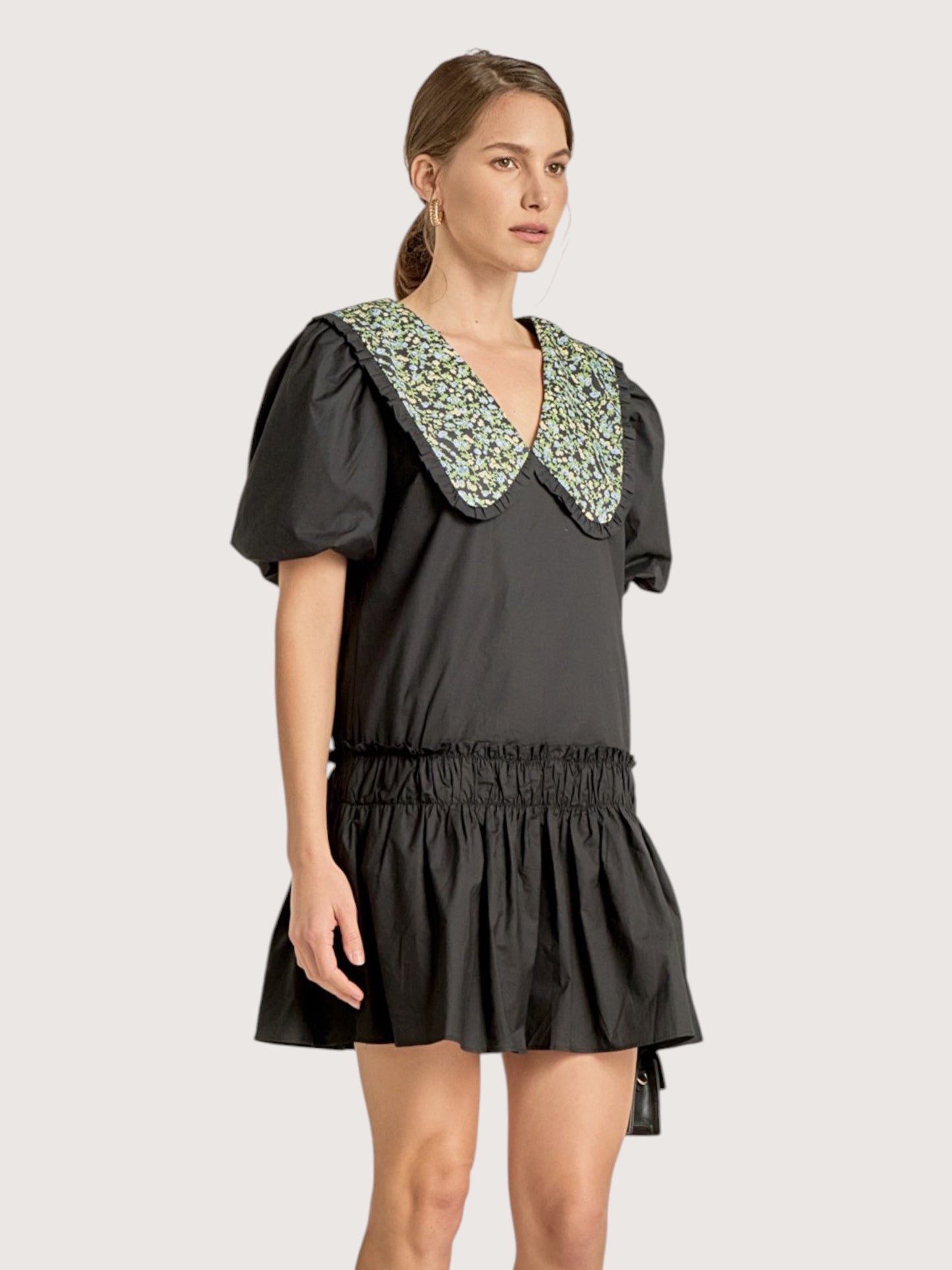 Floral Collar Mini Dress