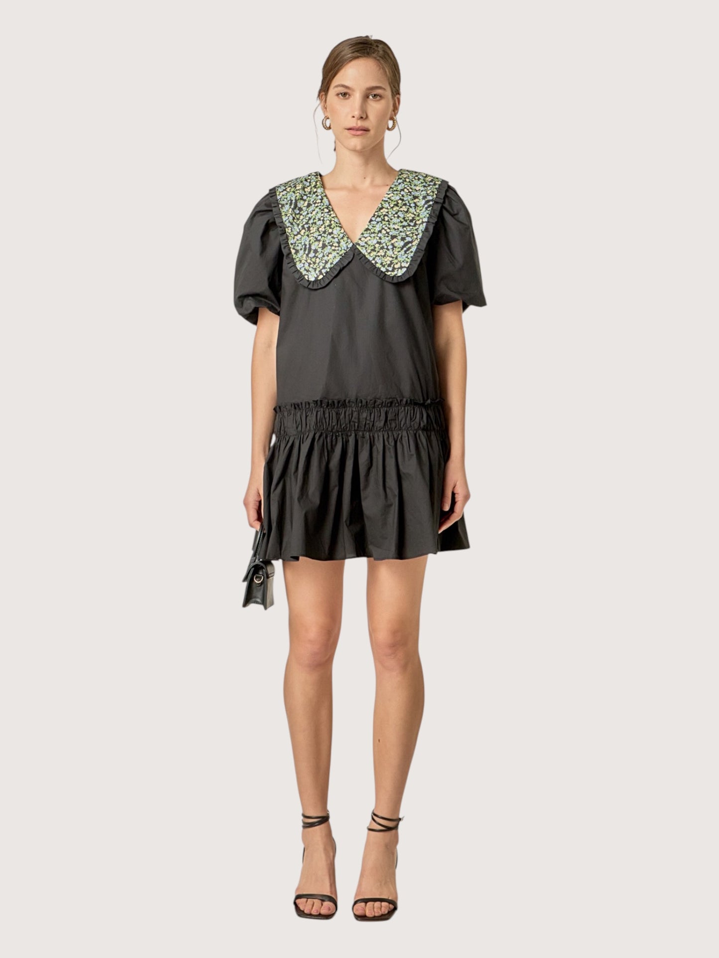 Floral Collar Mini Dress