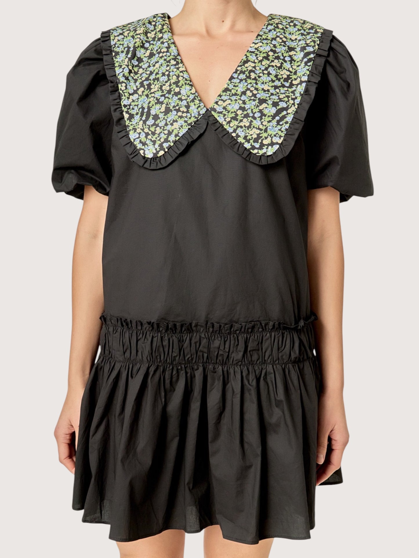 Floral Collar Mini Dress