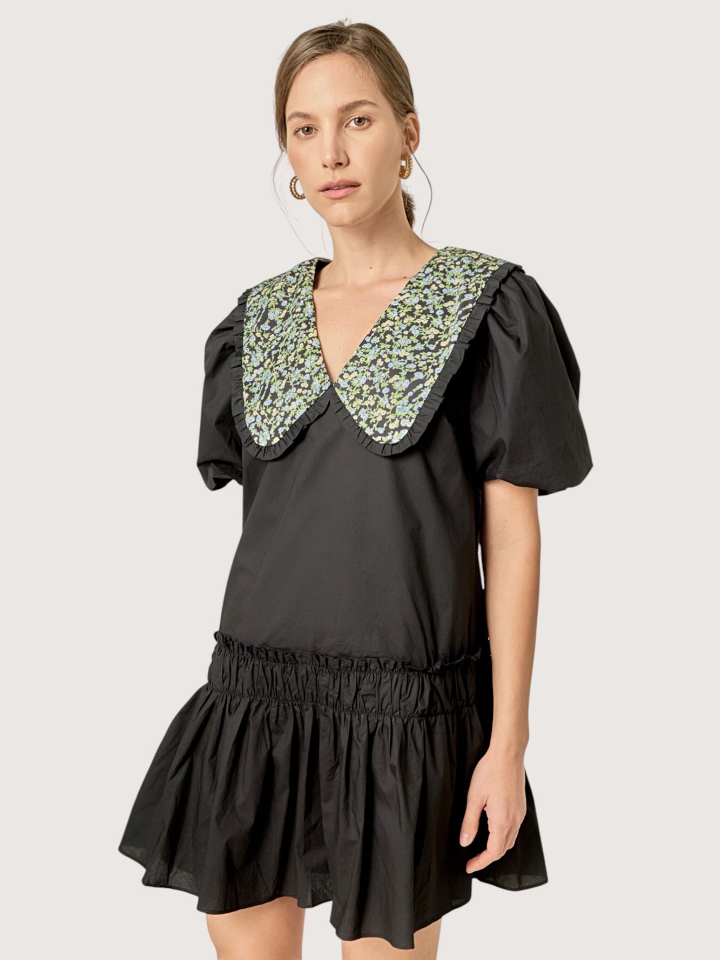 Floral Collar Mini Dress