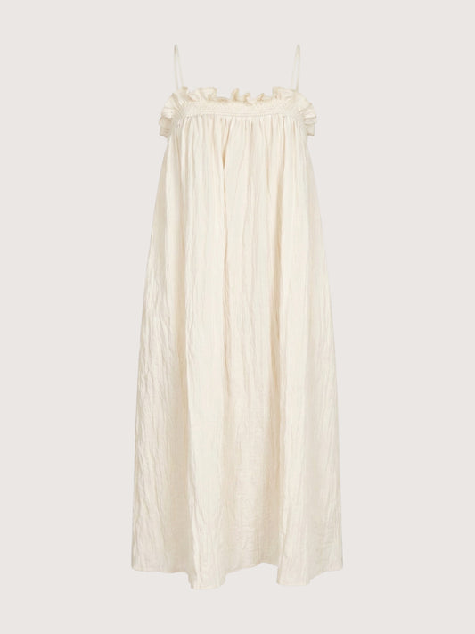 Crinkle Column Dress | Cream