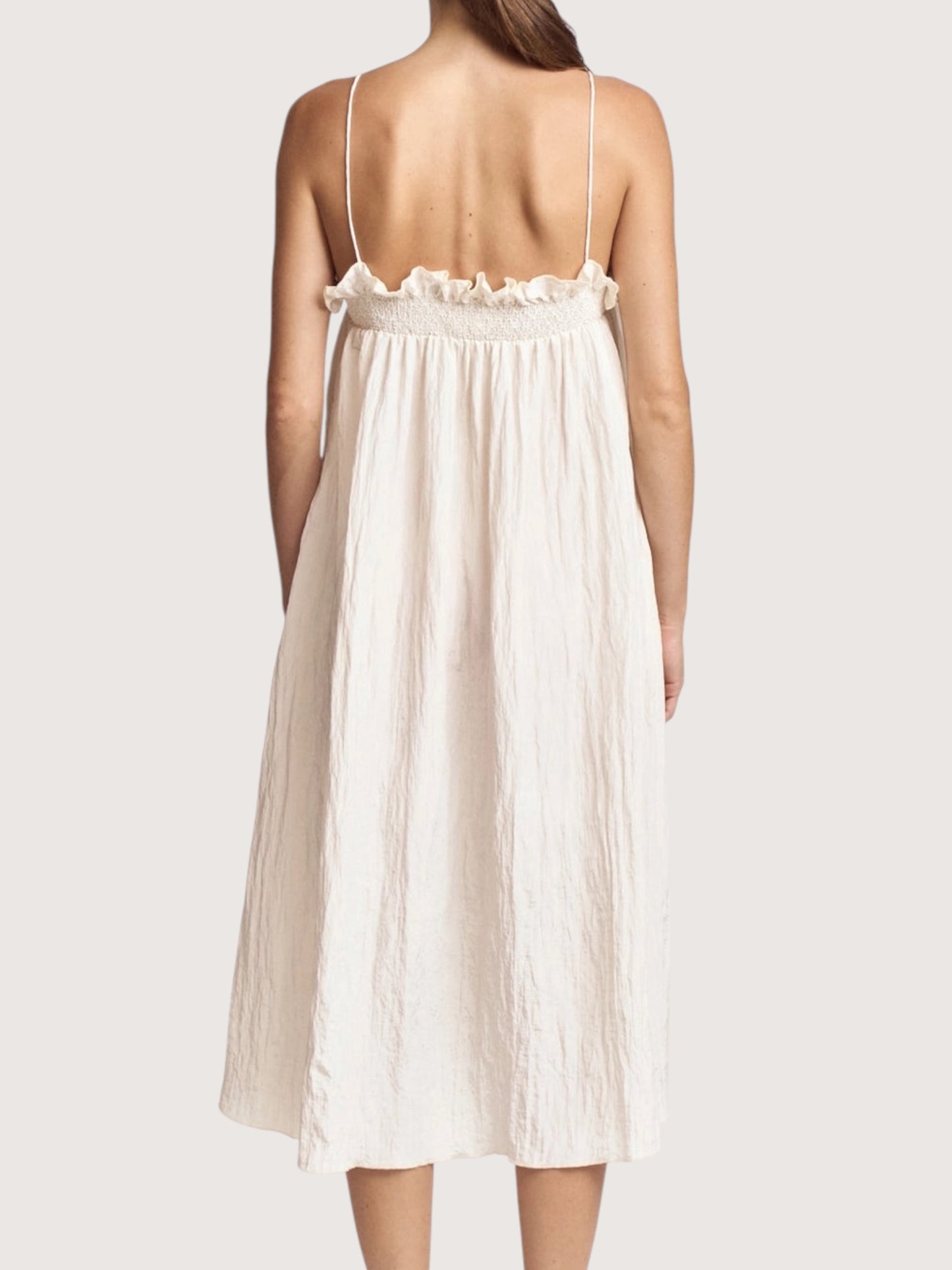 Crinkle Column Dress | Cream