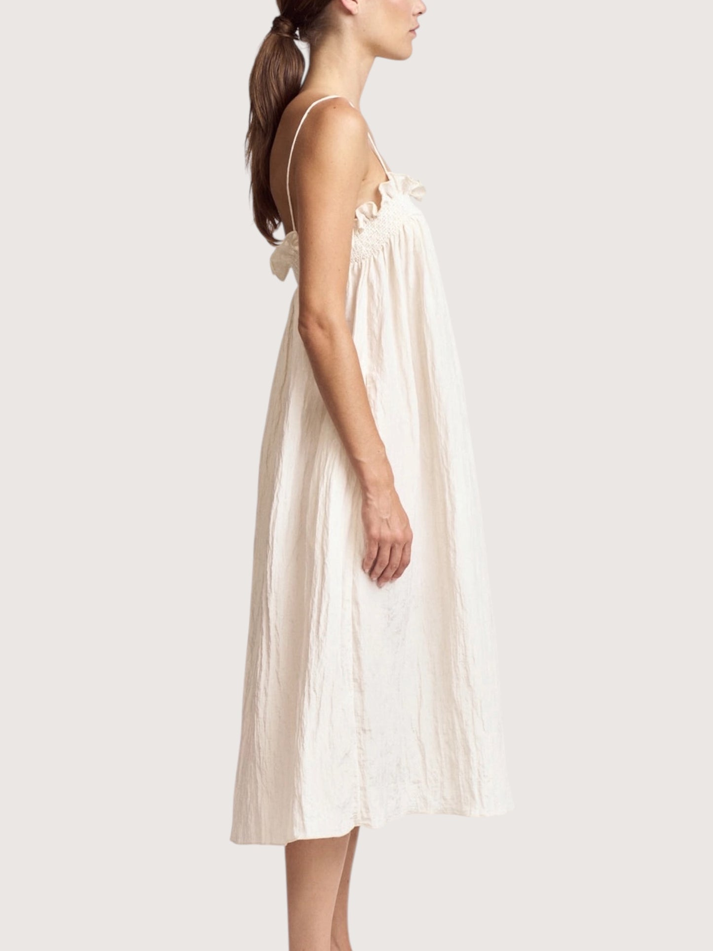 Crinkle Column Dress | Cream