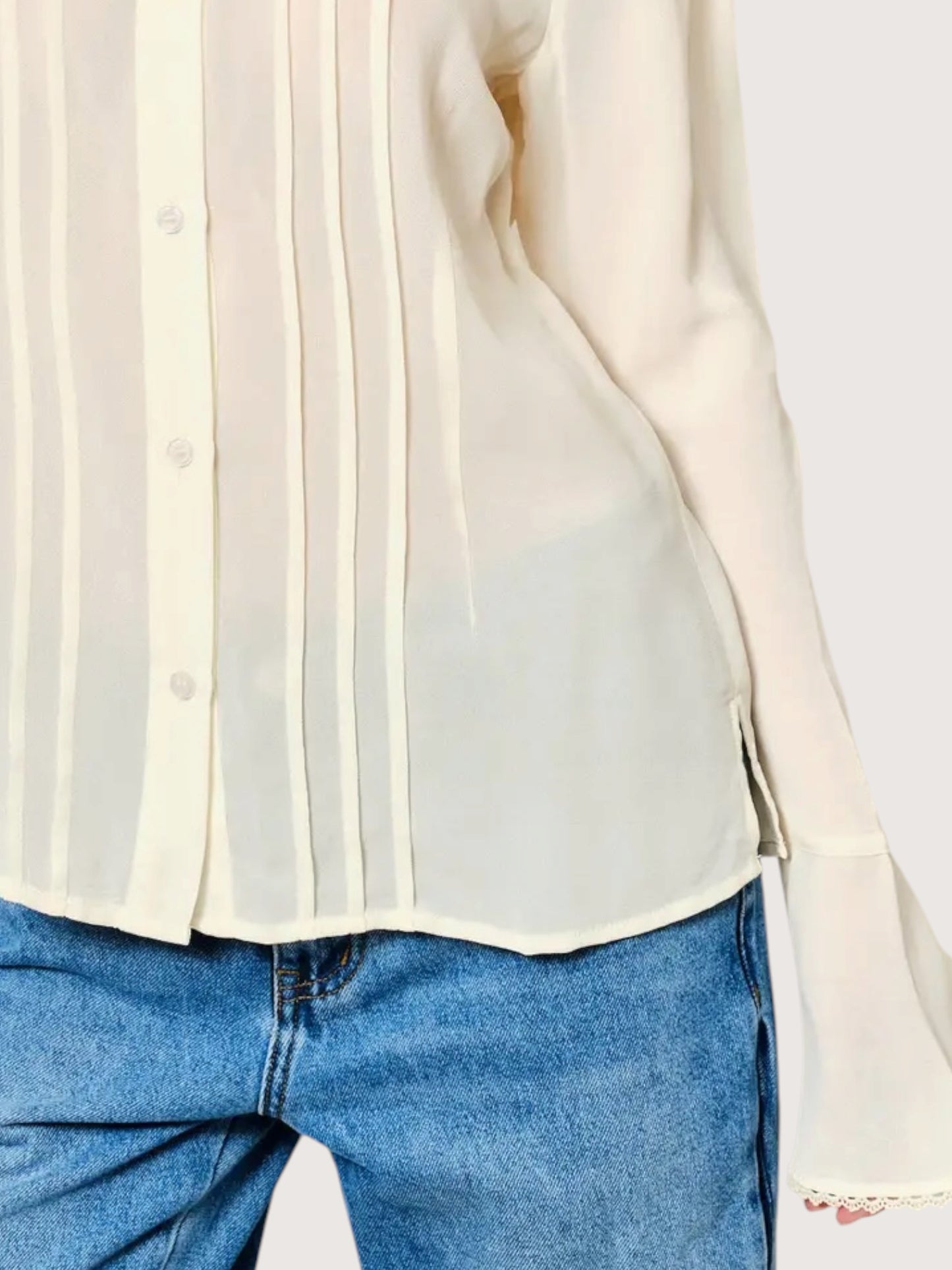 Lace Trim Pintuck Blouse