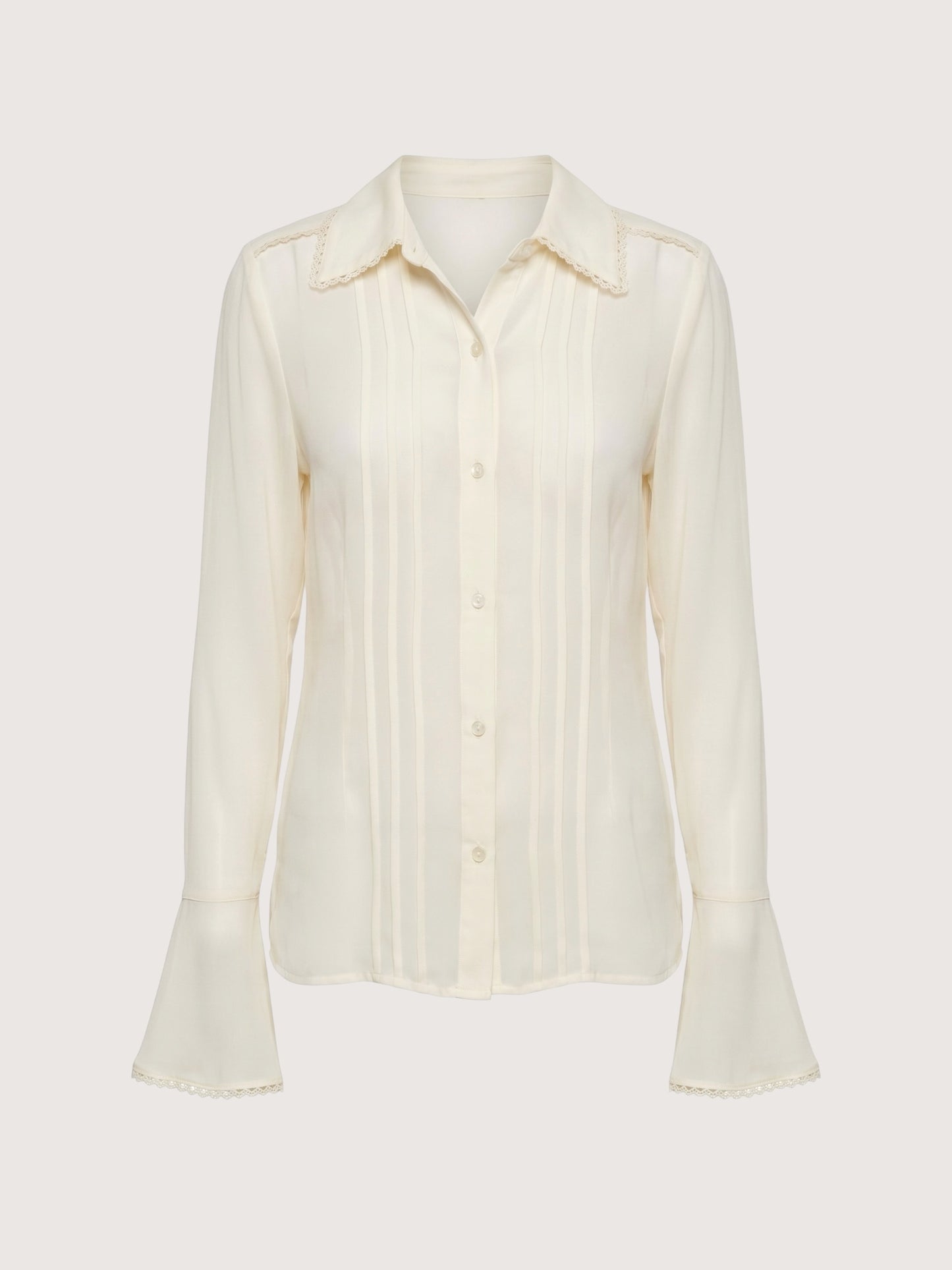 Lace Trim Pintuck Blouse