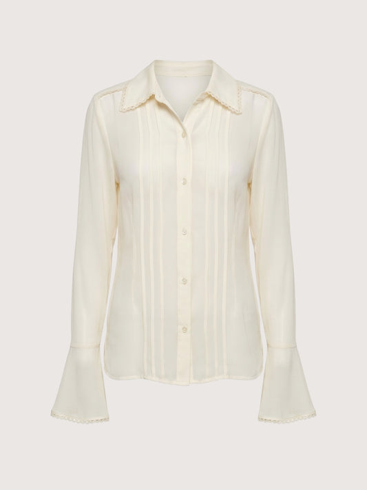 Lace Trim Pintuck Blouse