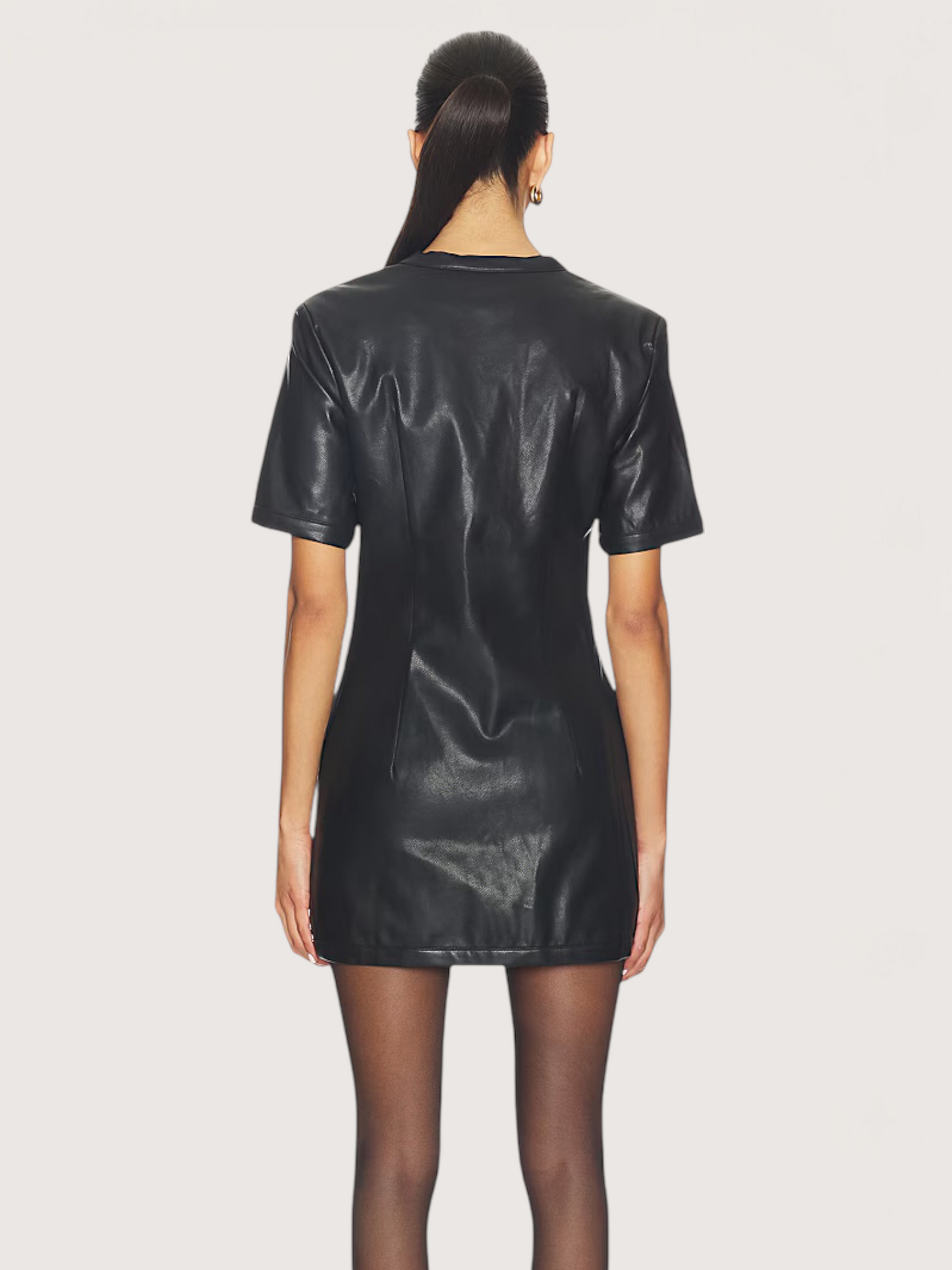 Gold Button Leather Dress