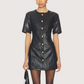 Gold Button Leather Dress