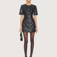 Gold Button Leather Dress
