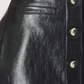 Gold Button Leather Skirt