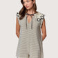 Striped Lace Collar Romper