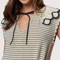 Striped Lace Collar Romper
