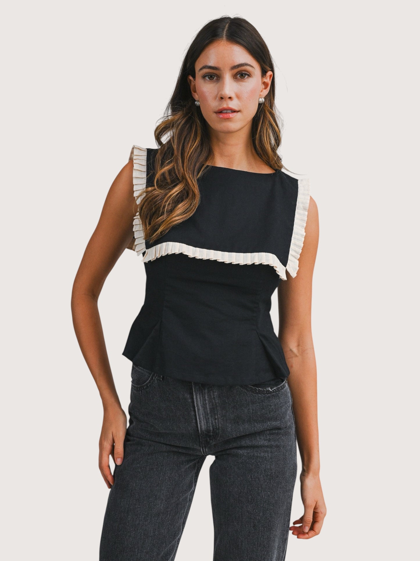 Pleated Collar Top