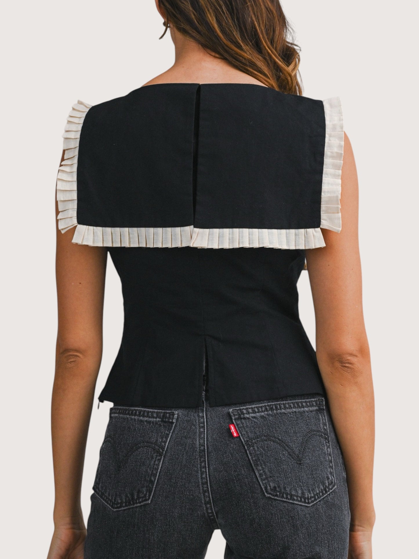 Pleated Collar Top