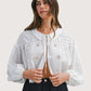 Embroidered Tie Front Blouse